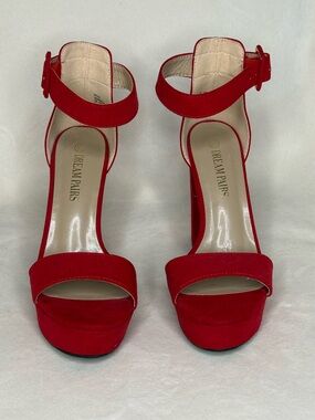 Dream Pairs Red Open-Toe Ankle-Strap Platform Heels